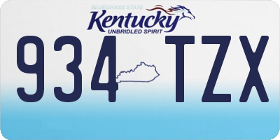 KY license plate 934TZX