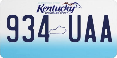 KY license plate 934UAA