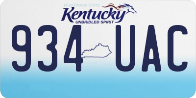 KY license plate 934UAC