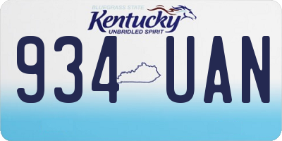 KY license plate 934UAN