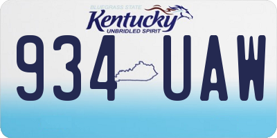 KY license plate 934UAW