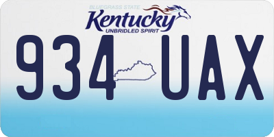 KY license plate 934UAX