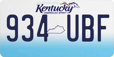 KY license plate 934UBF
