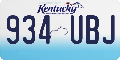 KY license plate 934UBJ