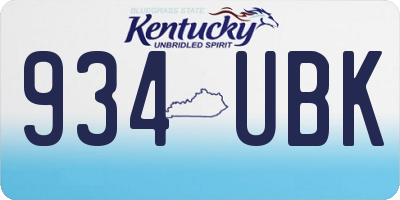 KY license plate 934UBK