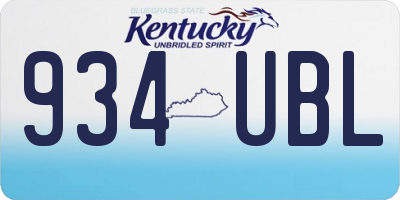 KY license plate 934UBL