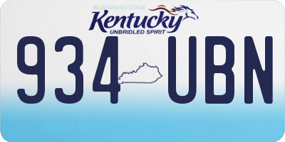 KY license plate 934UBN