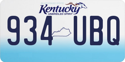 KY license plate 934UBQ
