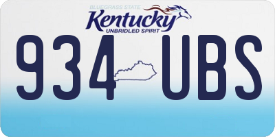 KY license plate 934UBS