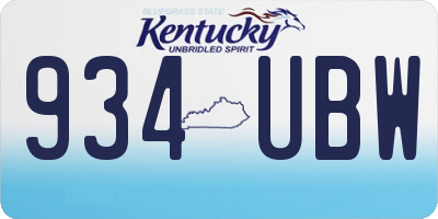 KY license plate 934UBW