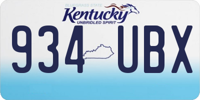 KY license plate 934UBX