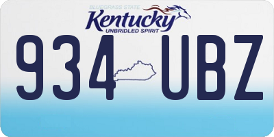 KY license plate 934UBZ