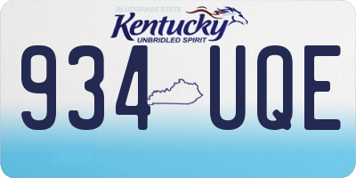 KY license plate 934UQE