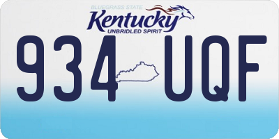 KY license plate 934UQF