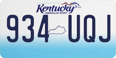 KY license plate 934UQJ