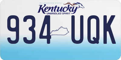 KY license plate 934UQK