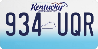 KY license plate 934UQR