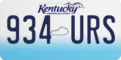 KY license plate 934URS