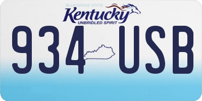KY license plate 934USB