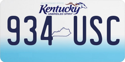 KY license plate 934USC