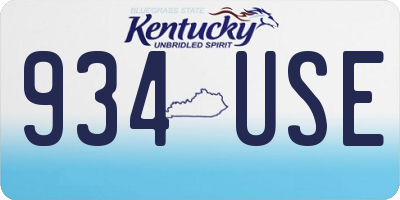 KY license plate 934USE