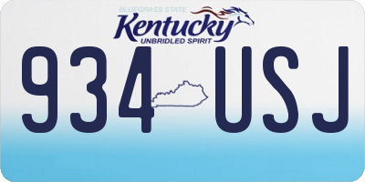 KY license plate 934USJ