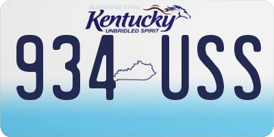 KY license plate 934USS