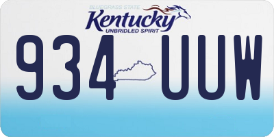 KY license plate 934UUW