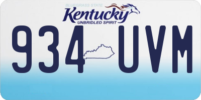 KY license plate 934UVM