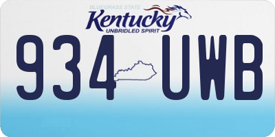 KY license plate 934UWB