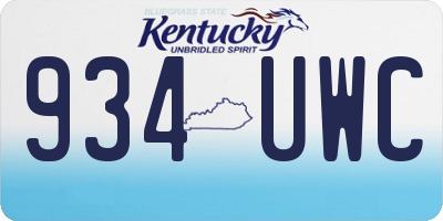 KY license plate 934UWC