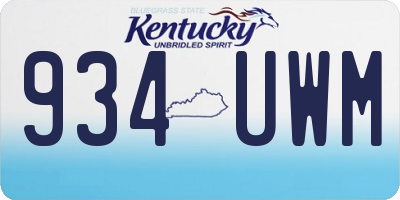 KY license plate 934UWM