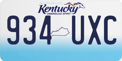 KY license plate 934UXC