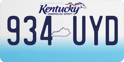 KY license plate 934UYD