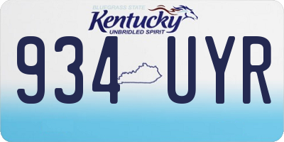 KY license plate 934UYR