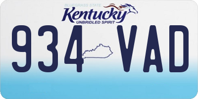 KY license plate 934VAD