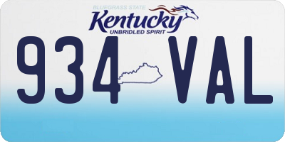KY license plate 934VAL