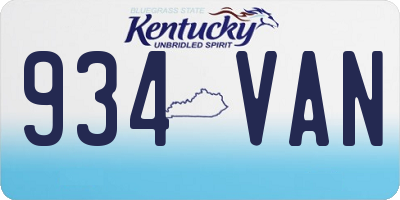KY license plate 934VAN