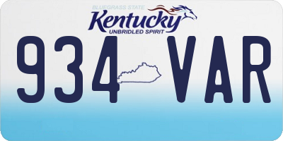 KY license plate 934VAR