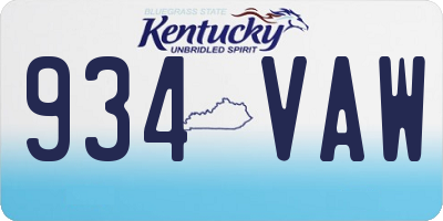 KY license plate 934VAW