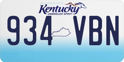 KY license plate 934VBN