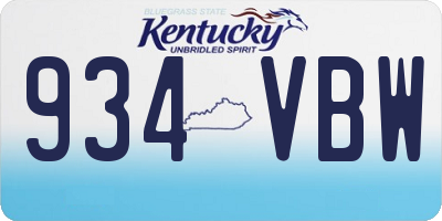 KY license plate 934VBW