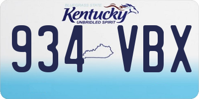 KY license plate 934VBX