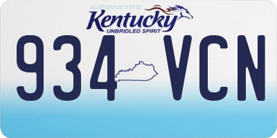 KY license plate 934VCN