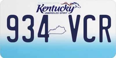 KY license plate 934VCR