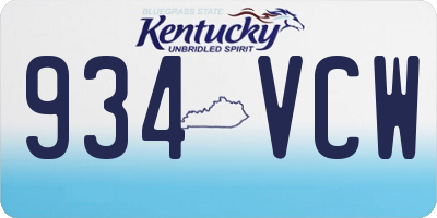 KY license plate 934VCW