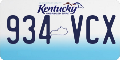 KY license plate 934VCX