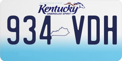 KY license plate 934VDH