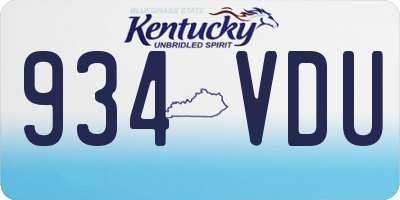 KY license plate 934VDU