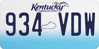 KY license plate 934VDW
